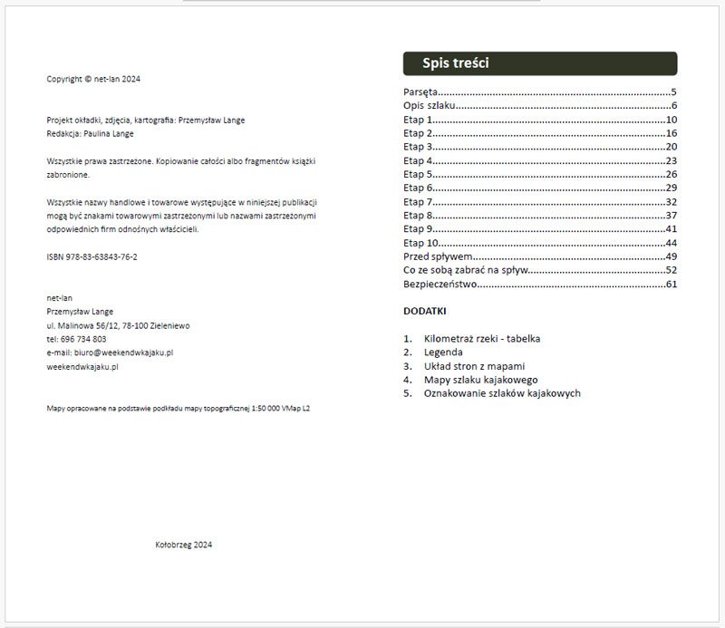 Fragment przewodnika kajakowego po rzece Parsęcie